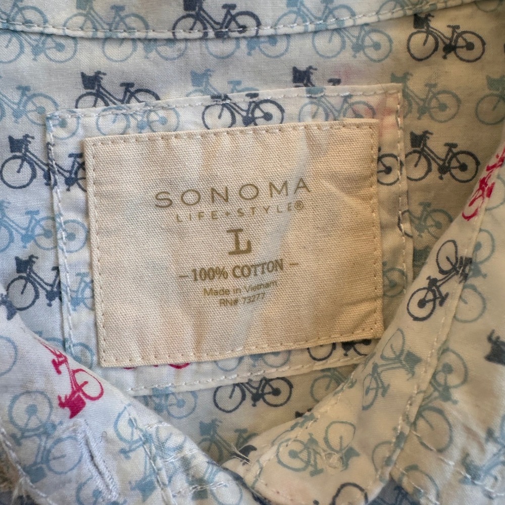 Sonoma Goods for Life Bicycle Print Shirt Womens L White Cotton NWT Novelty - Picture 6 of 8